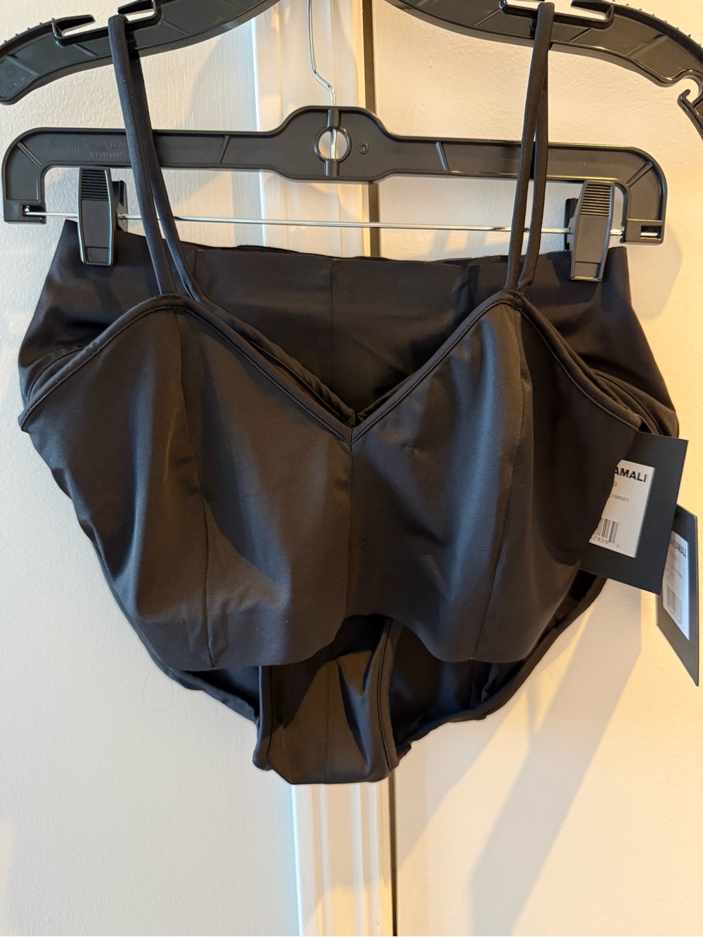 NORMA KAMALI Wonderwoman Bralette & High-Waist Bikini Bottom - Black - Size L
